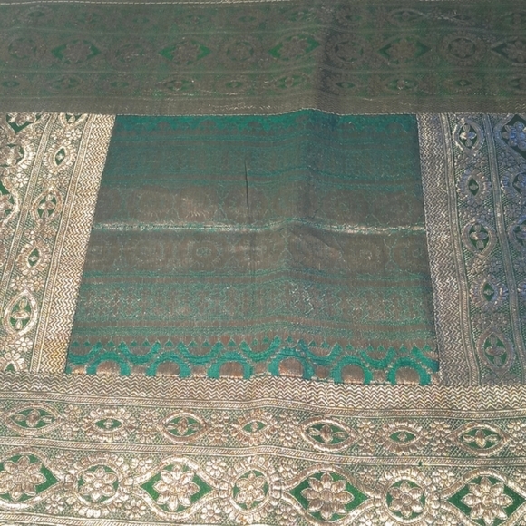 Gorgeous Silk Green Iridescent Patchwork Pillow Sham from India - Picture 10 of 15